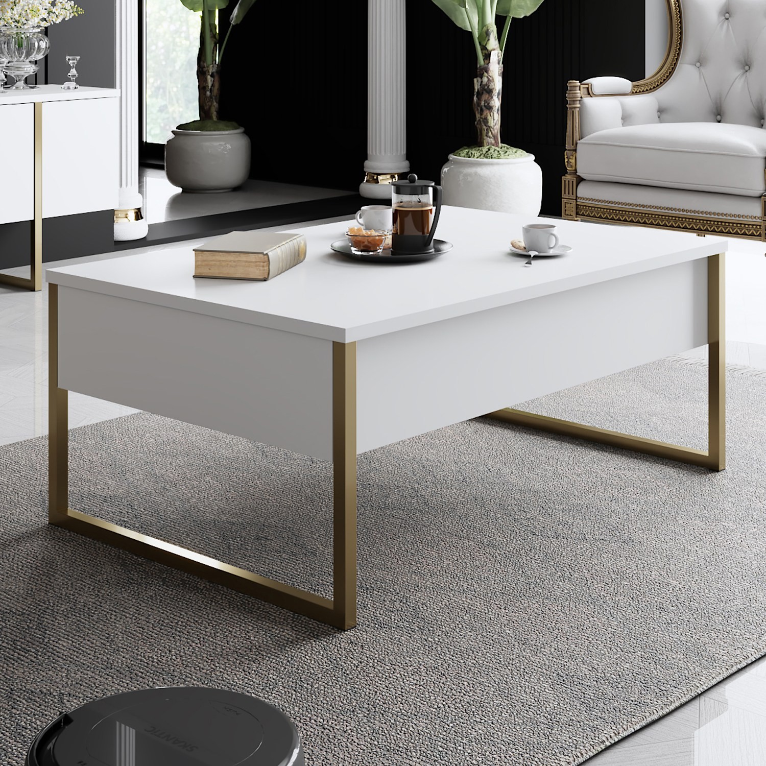 Masa Cafea 90 X 60 X 40 Luxe - White Gold