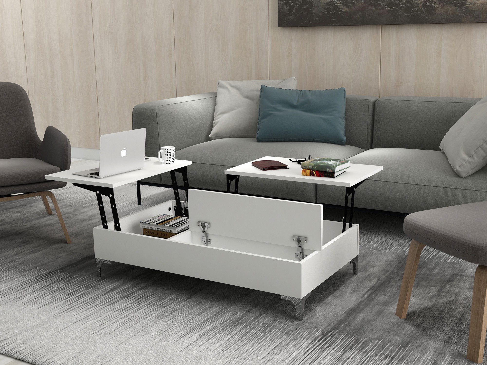 Masa Cafea cu Spatiu Depozitare 121 X 28 X 69.2 Esinti - White