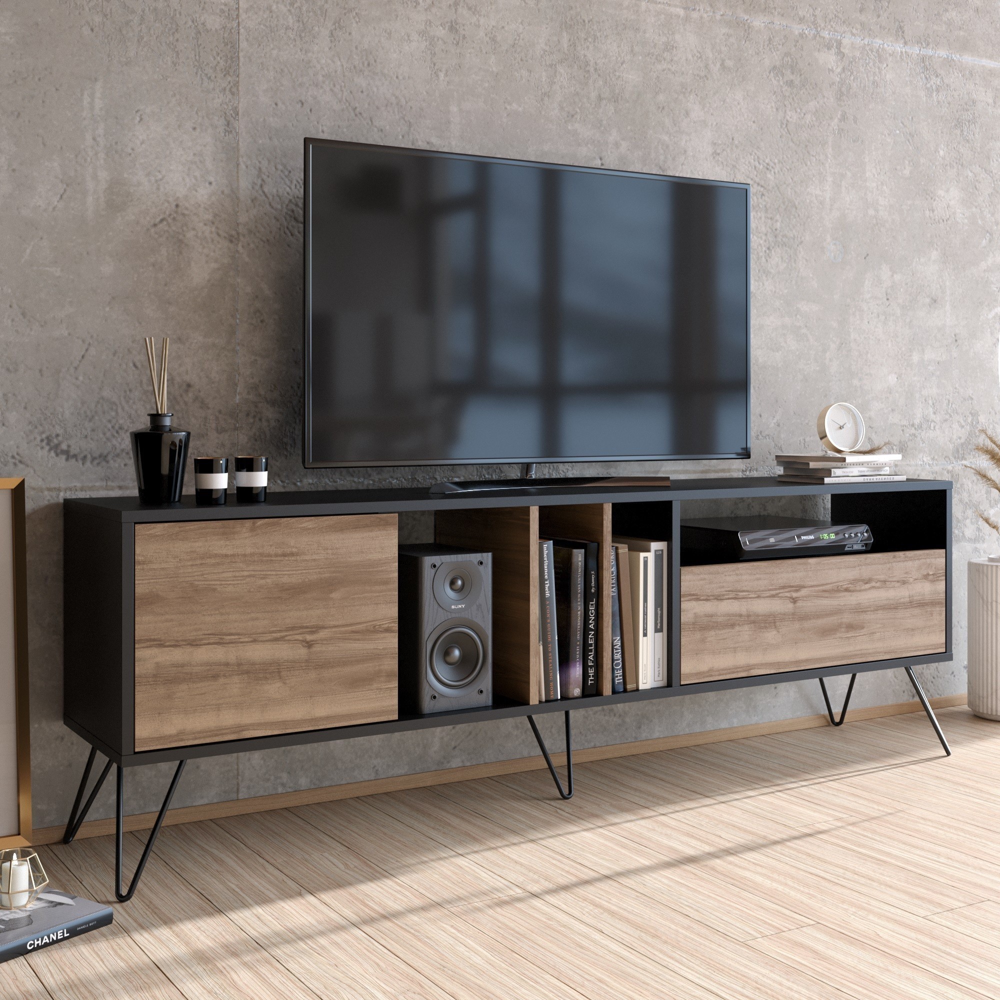 Comoda TV Mistico (180) - Walnut Black 180 X 58.7 X 35.5