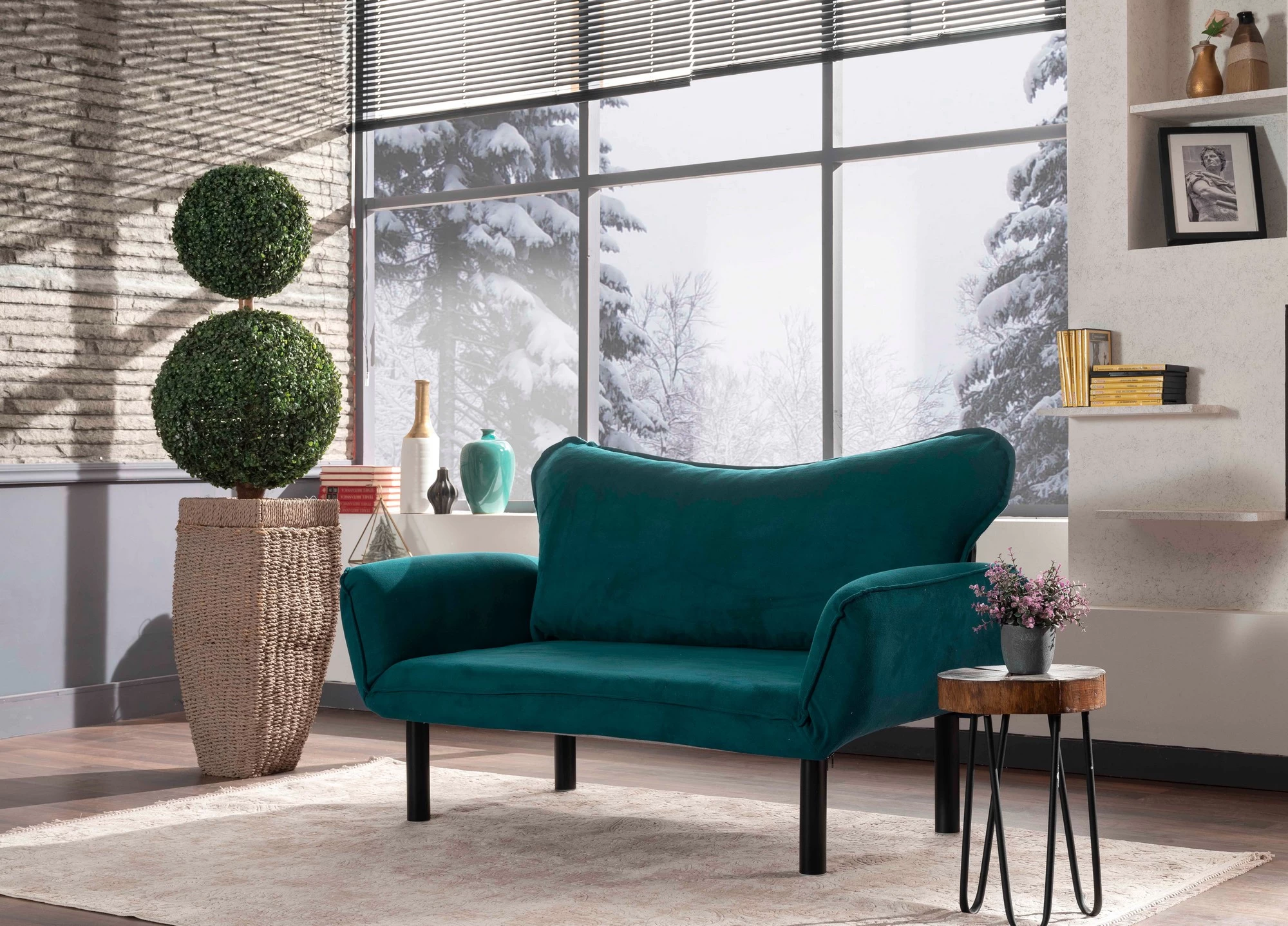 Canapea 2 Locuri Chatto - Petrol Blue 140 X 70 X 65