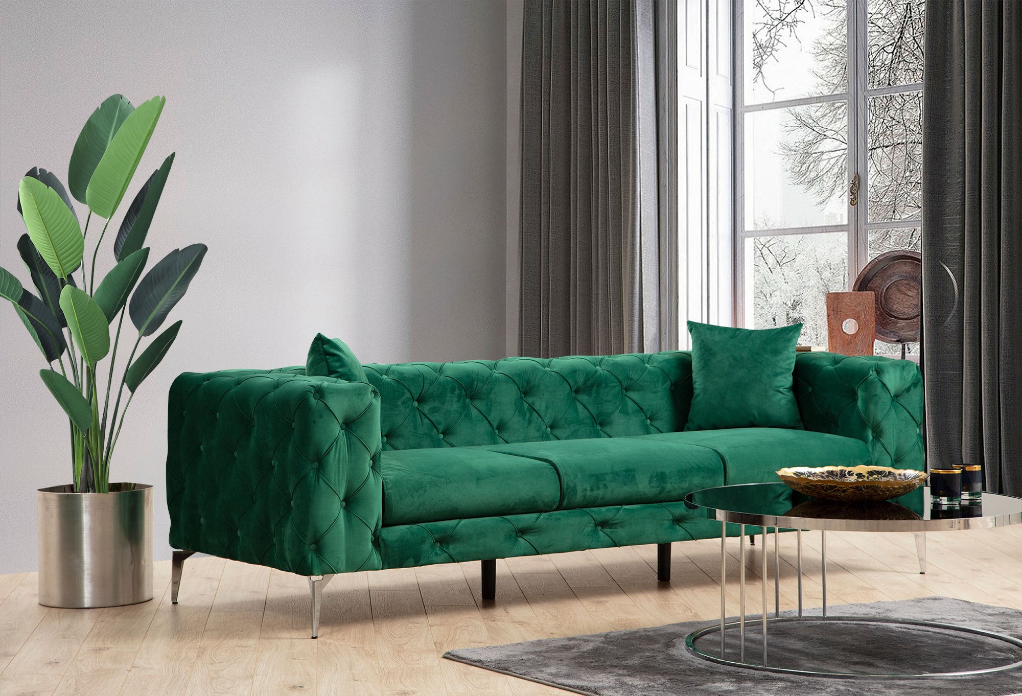 Canapea Tapitata cu 3 Locuri Como - Green