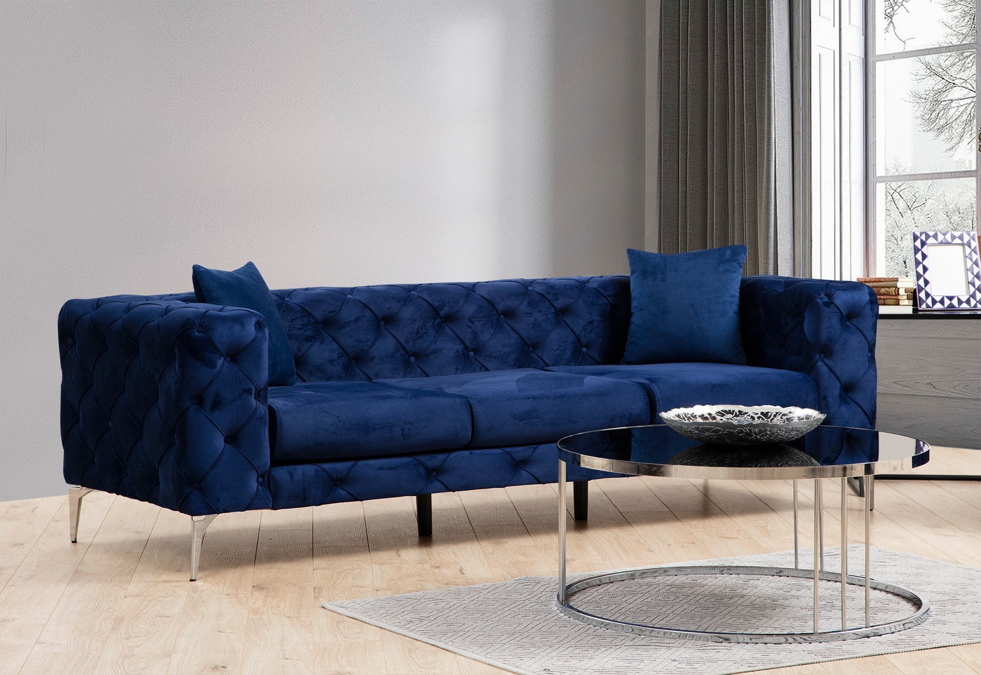 Canapea Tapitata cu 3 Locuri Como - Navy Blue