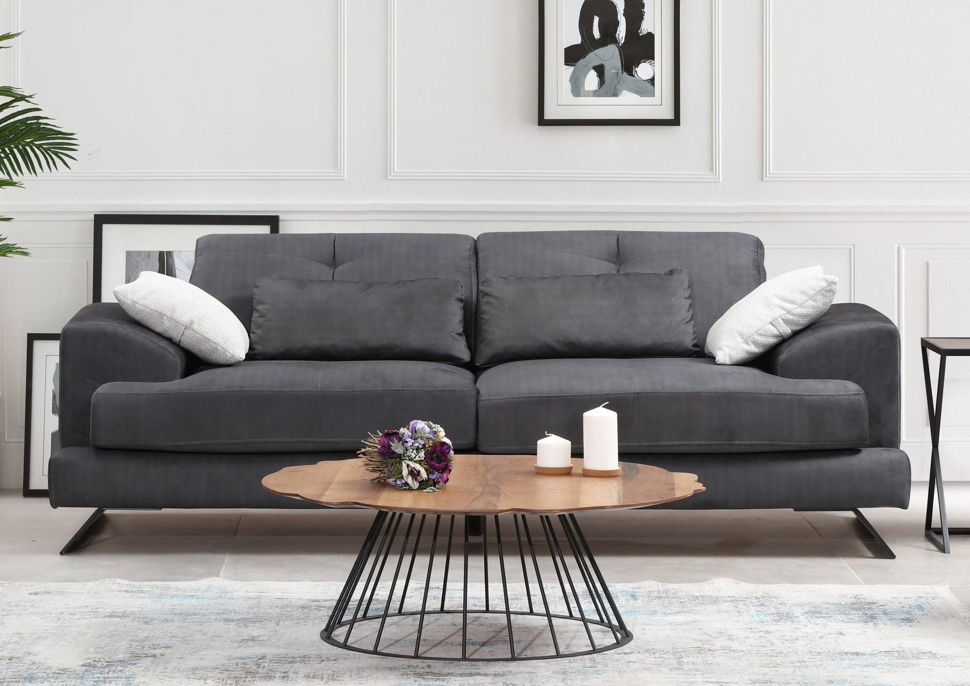 Canapea Tapitata cu 3 Locuri si Spatar Reglabil Frido 3 Seater 225 X 92 X 79