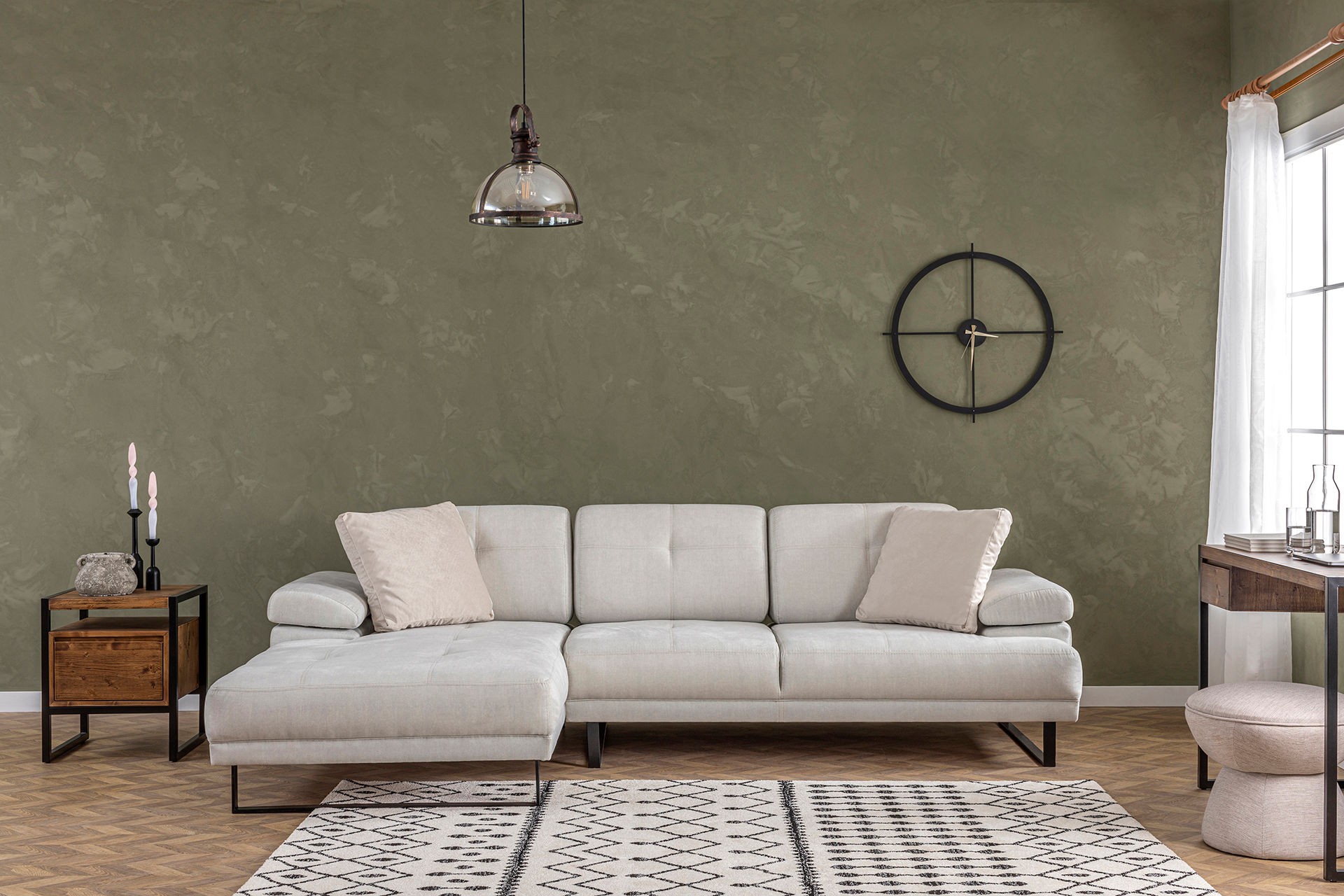 Canapea Tip Coltar Tapitat Mustang Large Left - Beige