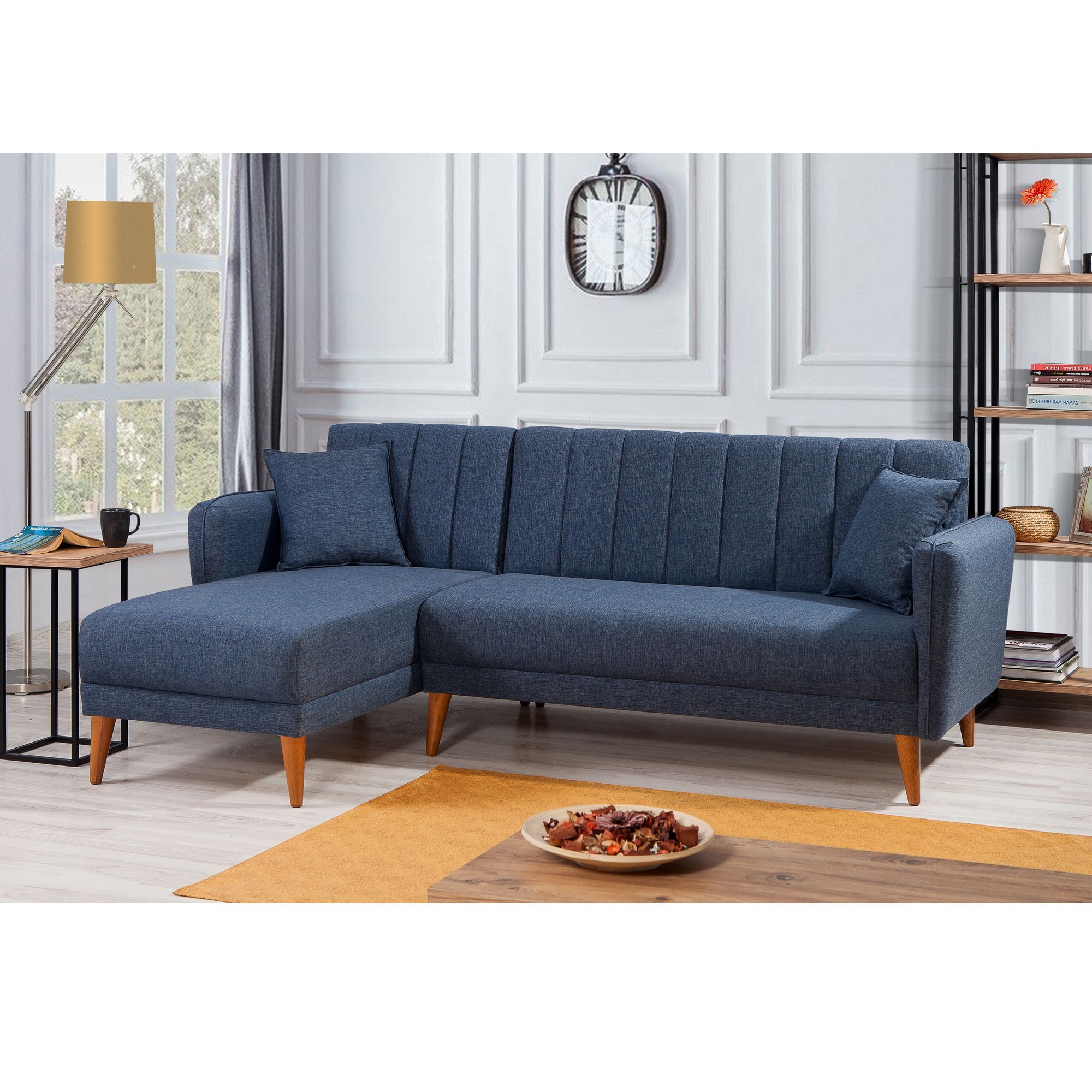 Canapea Tip Coltar Tapitat Aqua Corner Left - Dark Blue