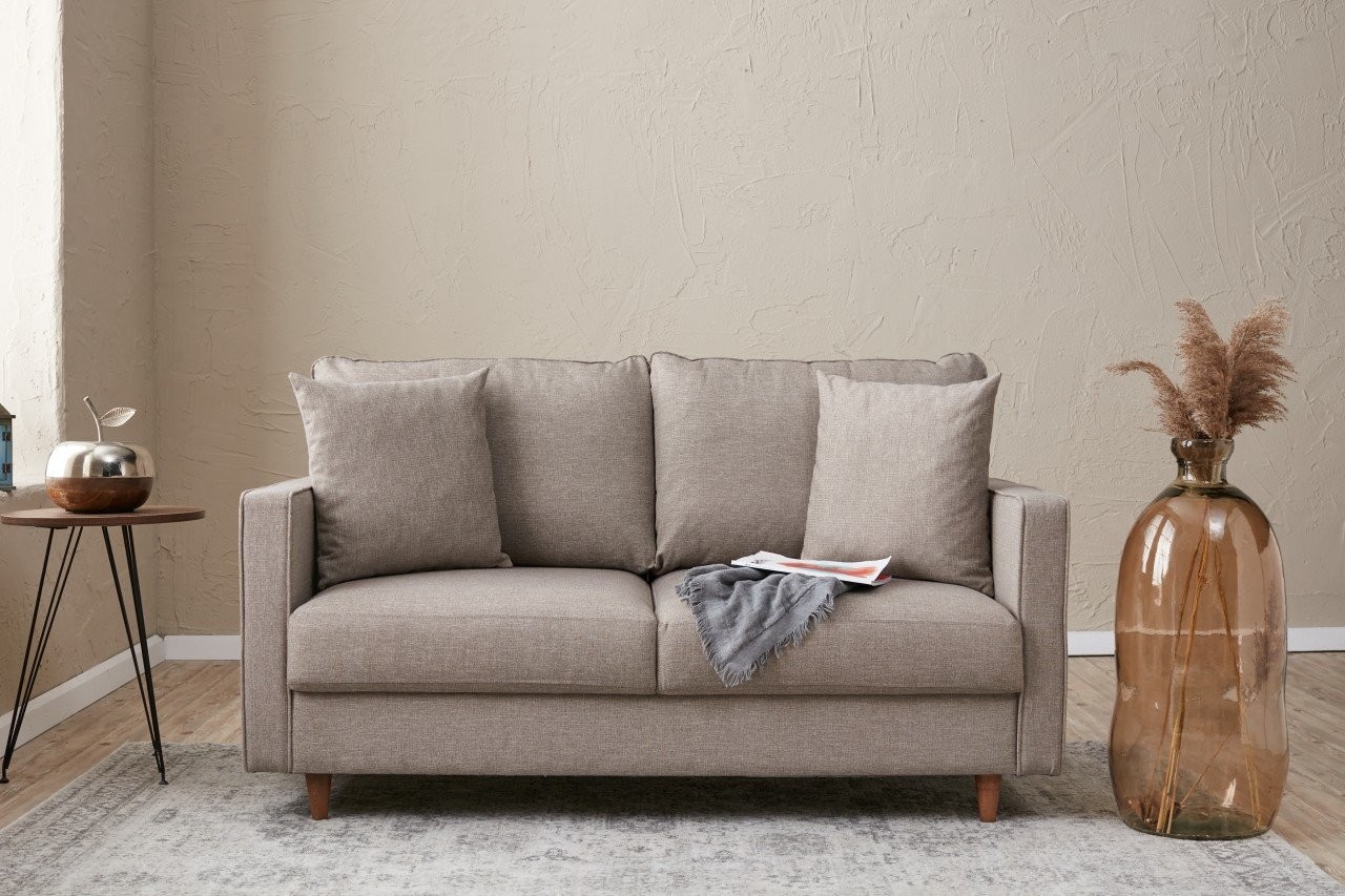 Canapea Tapitata cu 2 Locuri Eva - Cream 155 X 82 X 90