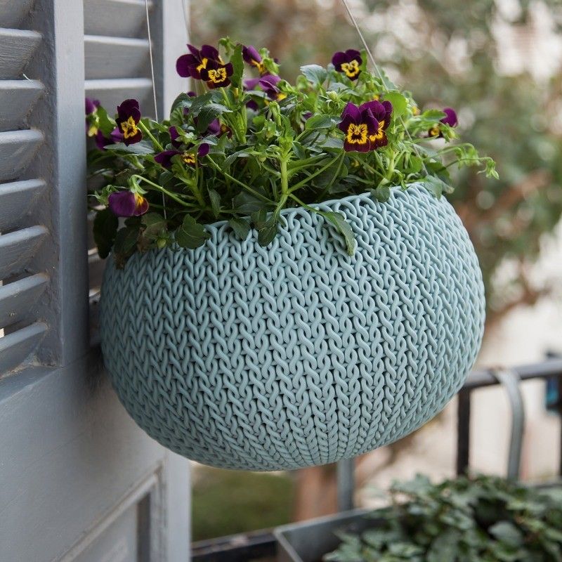 Ghiveci pentru flori, albastru, suspendabil