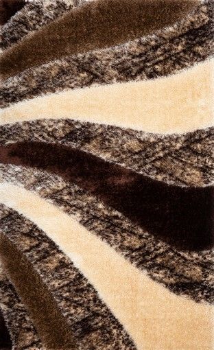 Covor pufos 3D maro valuri