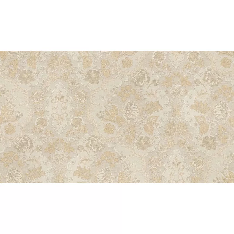 Tapet gri deschis cu model floral crem  - 1