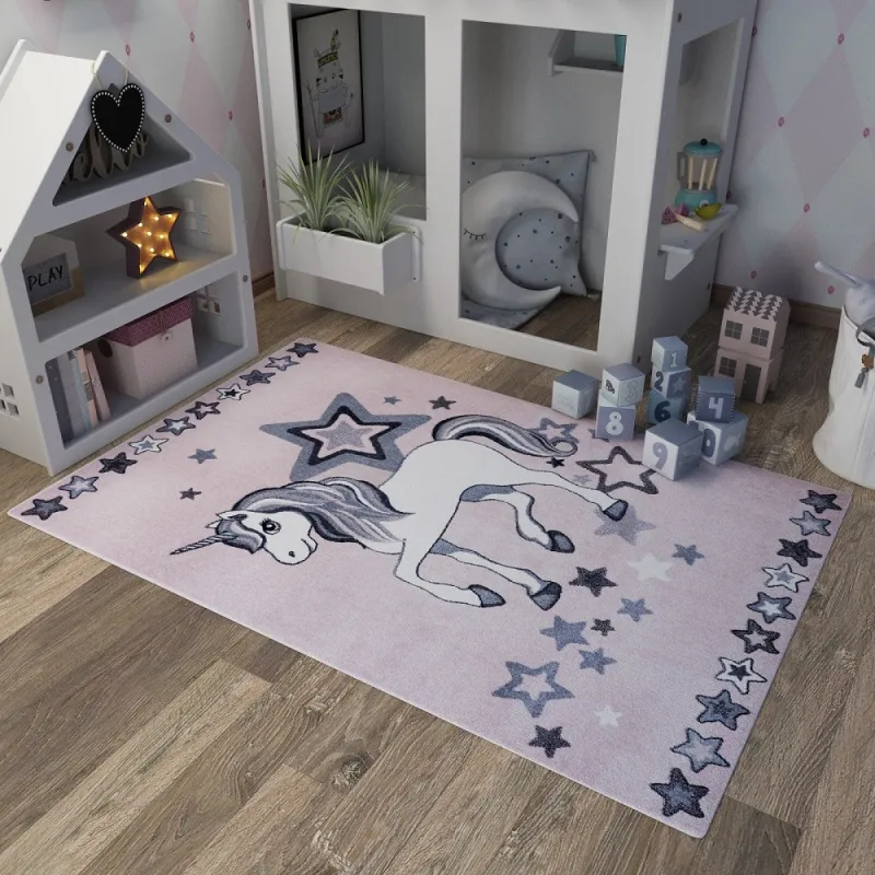 Covor copii roz cu unicorn  - 2