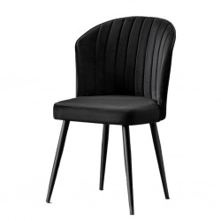 Set 4 scaune tapitate Rubi culoare negru si picioare metalice - 4