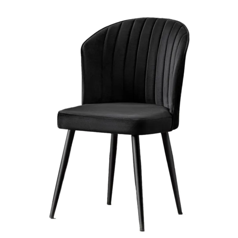 Set 4 scaune tapitate Rubi culoare negru si picioare metalice  - 4