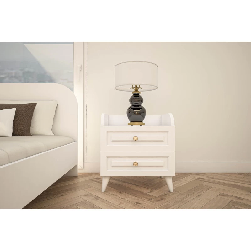 Noptiera cu doua sertare culoare alb Tango 601 - White  - 1