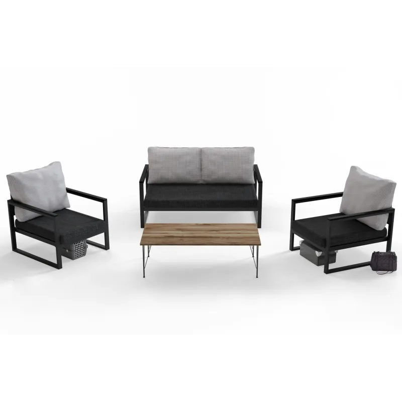 Set canapele + masuta gradina Negru MTLKNP001  - 2