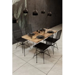 Set masa si 4 scaune negre Nmsymk001  - 1