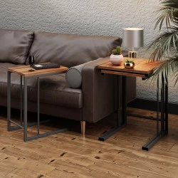 Set Masute cafea 3 bucati culoare stejar - 1