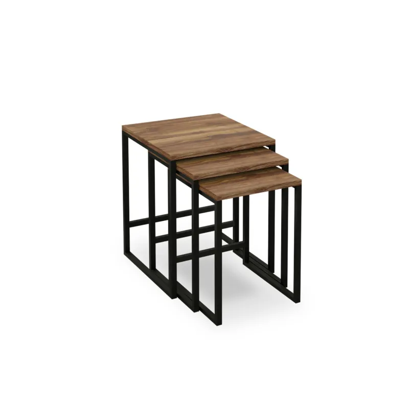 Set Masute cafea 3 bucati culoare stejar inchis  - 2