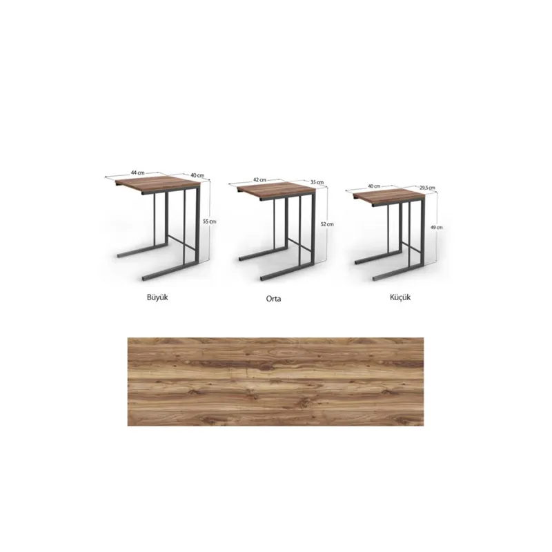 Set Masute cafea 3 bucati culoare stejar inchis  - 4