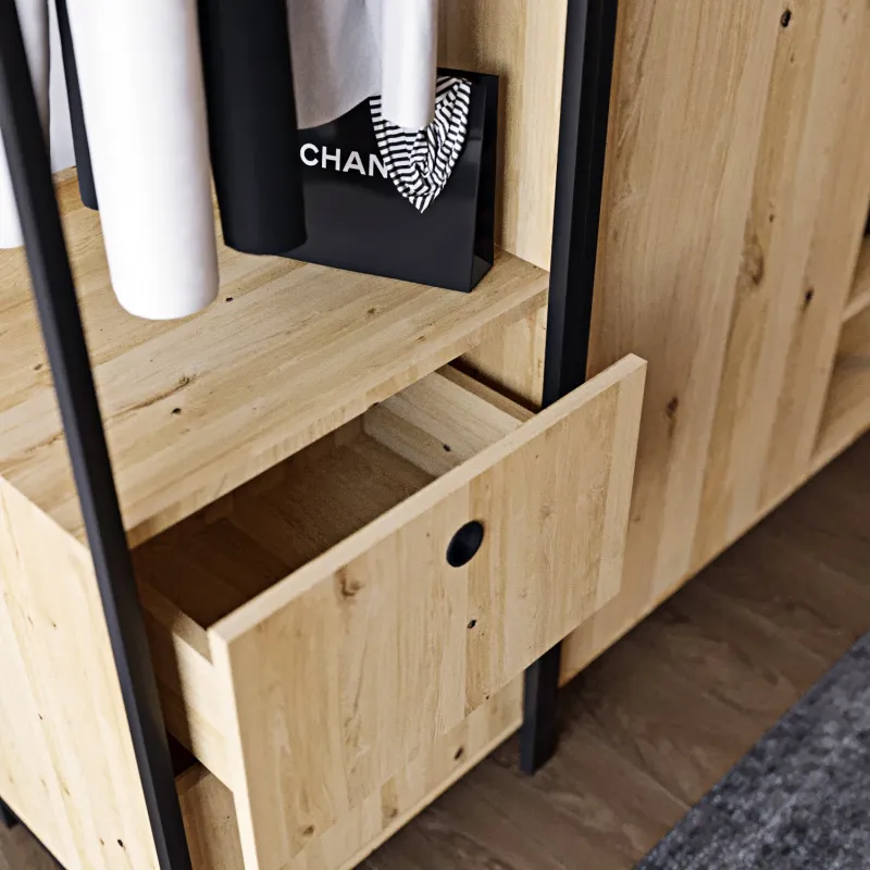 Dulap modern stil industrial culoare stejar Okan - L600  - 2