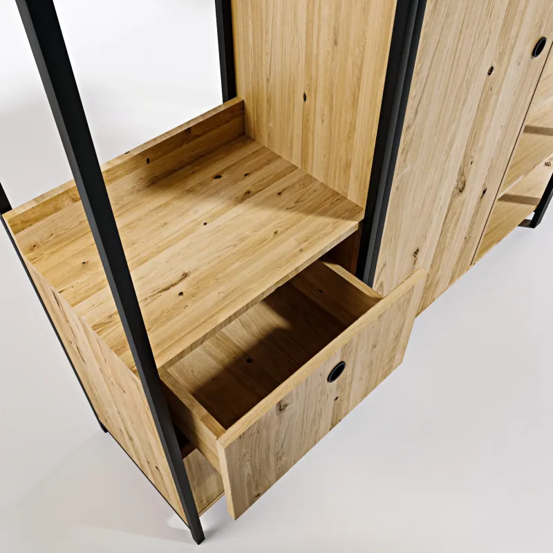 Dulap modern stil industrial culoare stejar Okan - L600  - 3