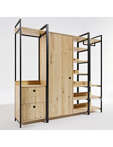 Dulap modern stil industrial culoare stejar Okan - L600  - 6