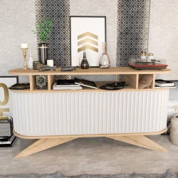 Comoda TV Culoare Stejar cu Alb, 150 X 43 X 75 Stor - Oak, White - 1