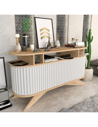 Comoda TV Culoare Stejar cu Alb, 150 X 43 X 75 Stor - Oak, White - 2