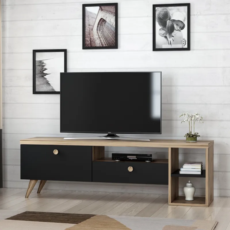 Comoda TV Culoare Stejar 150 X 47 X 35 Parion - Black  - 2