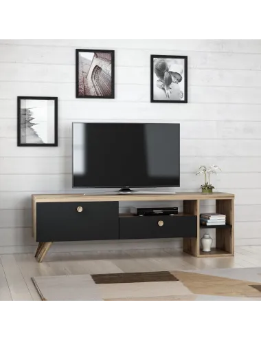Comoda TV Culoare Stejar 150 X 47 X 35 Parion - Black  - 3