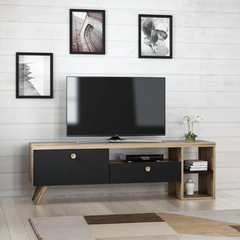 Comoda TV Culoare Stejar 150 X 47 X 35 Parion - Black  - 3