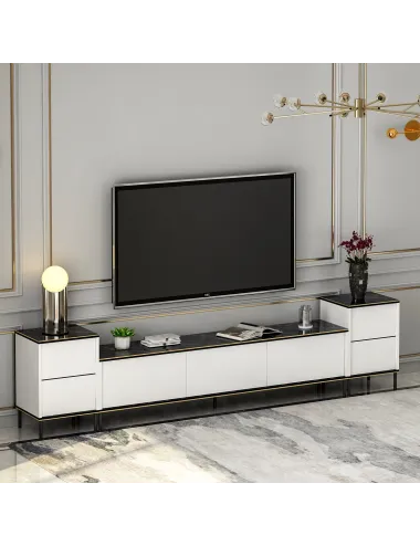 Comoda TV cu noptiere 260 X 60 X 35 Imaj - White, Marble - 2