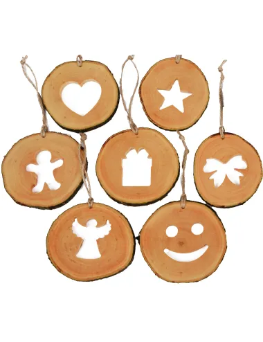 Set decoratiuni de craciun cu motive din felii de lemn New Way Decor  - 2