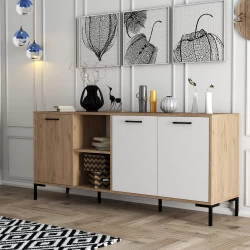 Dulap Living culoare Stejar cu Alb 180 X 80 X 45 Auriuora - 1634 - 1