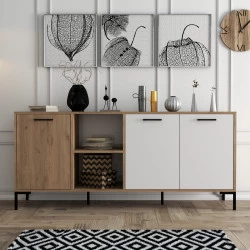 Dulap Living culoare Stejar cu Alb 180 X 80 X 45 Auriuora - 1634 - 2