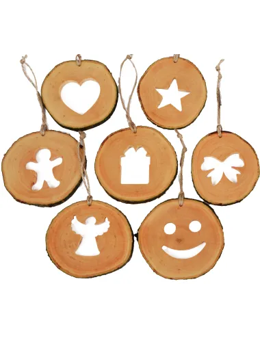 Set decoratiuni de craciun cu motive din felii de lemn New Way Decor - 24 bucati - 3
