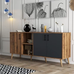 Dulap Living Culoare Nuc cu Antracit 180 X 80 X 45 Exxen - 1620 - 1