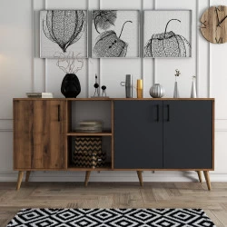 Dulap Living Culoare Nuc cu Antracit 180 X 80 X 45 Exxen - 1620 - 2