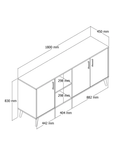 Dulap Living Culoare Nuc cu Antracit 180 X 80 X 45 Exxen - 1620  - 5