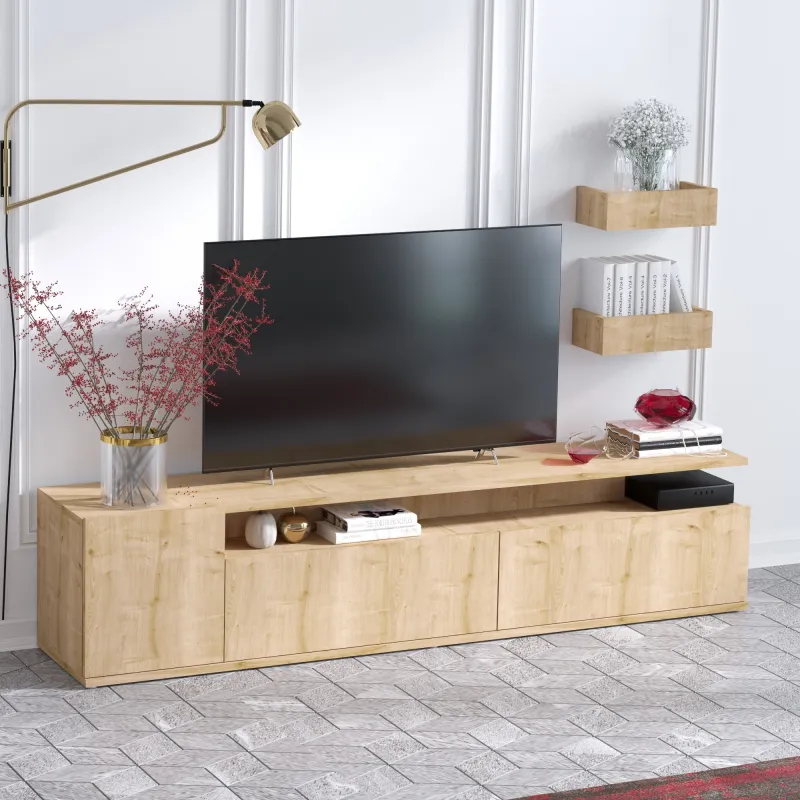 Comoda TV Moderna Culoare Stejar 180 X 45 X 35 Alika  - 1