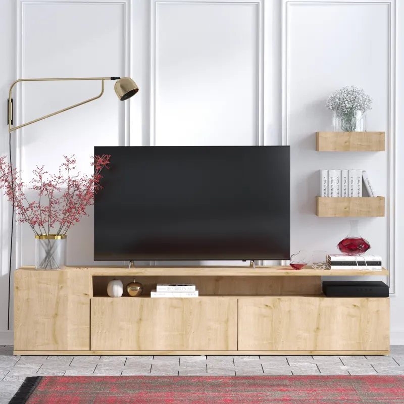 Comoda TV Moderna Culoare Stejar 180 X 45 X 35 Alika  - 4