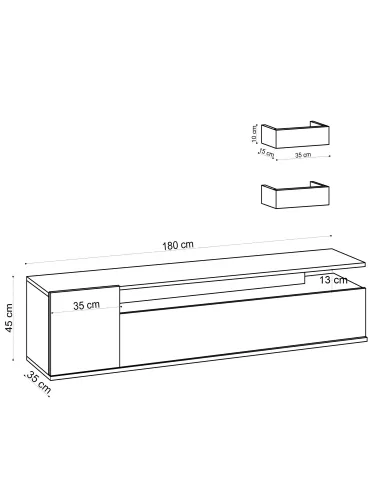 Comoda TV Moderna Culoare Stejar 180 X 45 X 35 Alika - 5