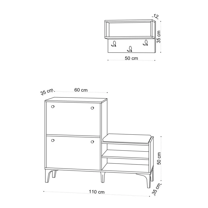 Cuier cu dulap Bred culoare Stejar  - 5