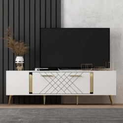 Comoda TV 150 X 48.2 X 35 Detas - White, Gold - 1