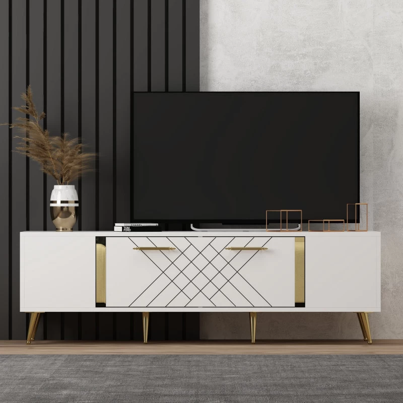 Comoda TV 150 X 48.2 X 35 Detas - White, Gold  - 1