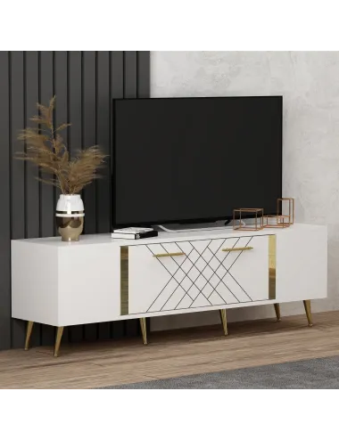 Comoda TV 150 X 48.2 X 35 Detas - White, Gold - 2