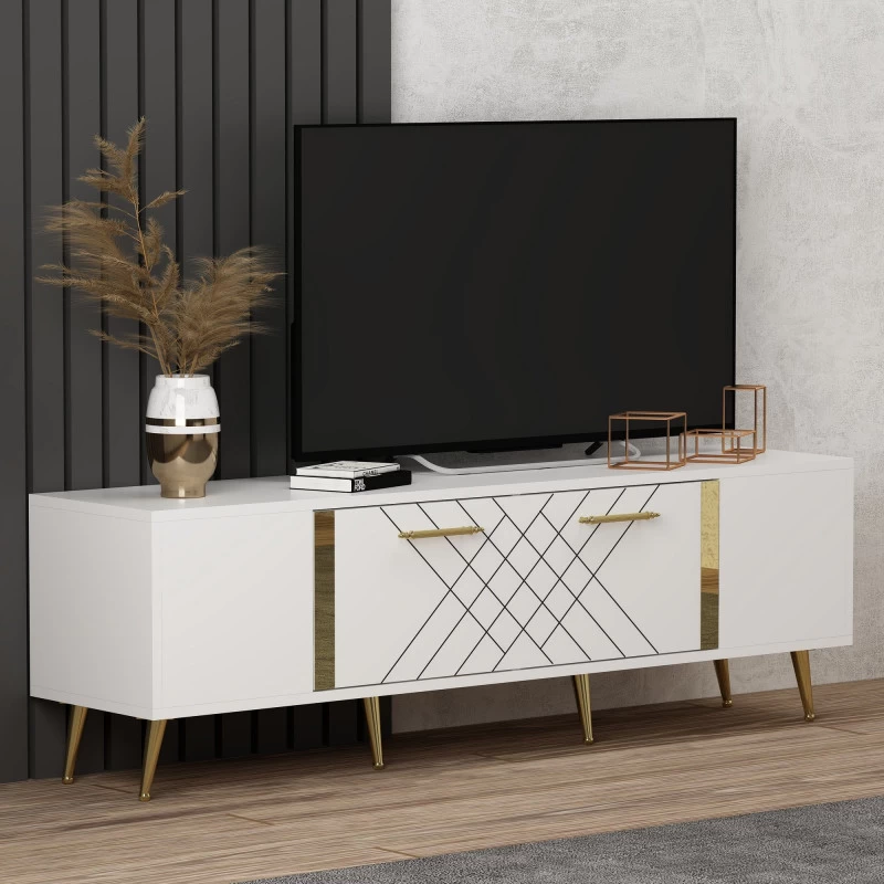 Comoda TV 150 X 48.2 X 35 Detas - White, Gold  - 2