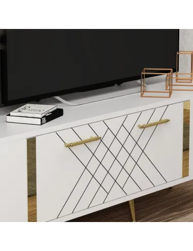 Comoda TV 150 X 48.2 X 35 Detas - White, Gold  - 3