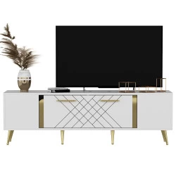 Comoda TV 150 X 48.2 X 35 Detas - White, Gold  - 4