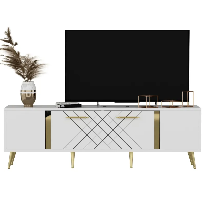 Comoda TV 150 X 48.2 X 35 Detas - White, Gold  - 4