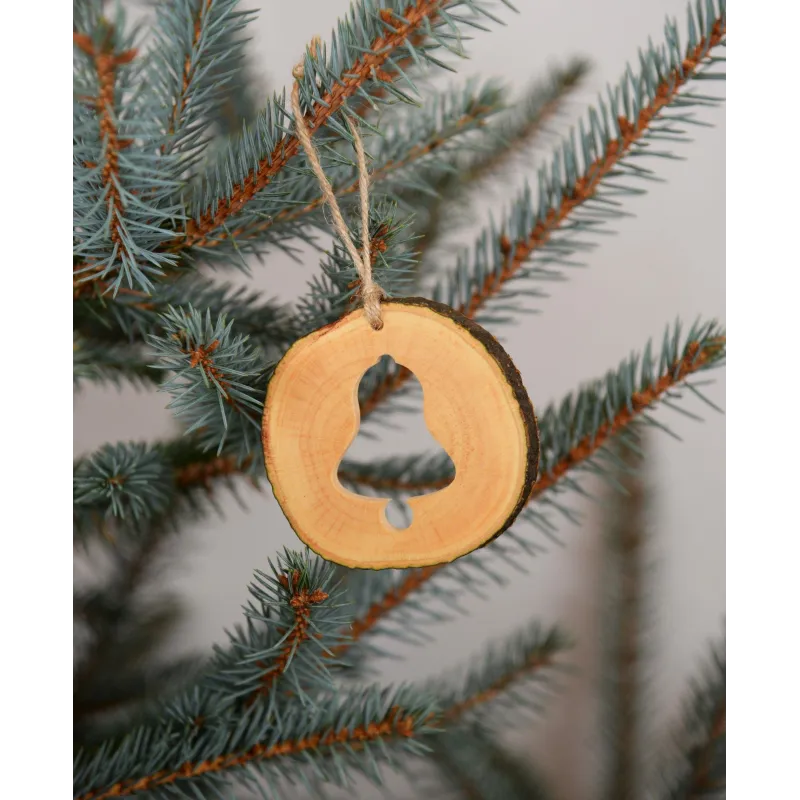 Glob de craciun  - Clopotel din felie de lemn New Way Decor  - 2